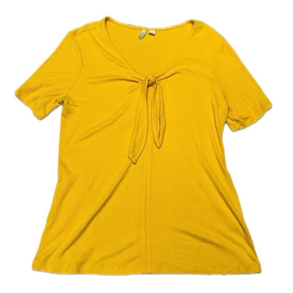 Cato Bright Yellow Tie-Front Tee